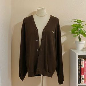 Vintage Lacoste Brown Knit Cardigan (Unisex)